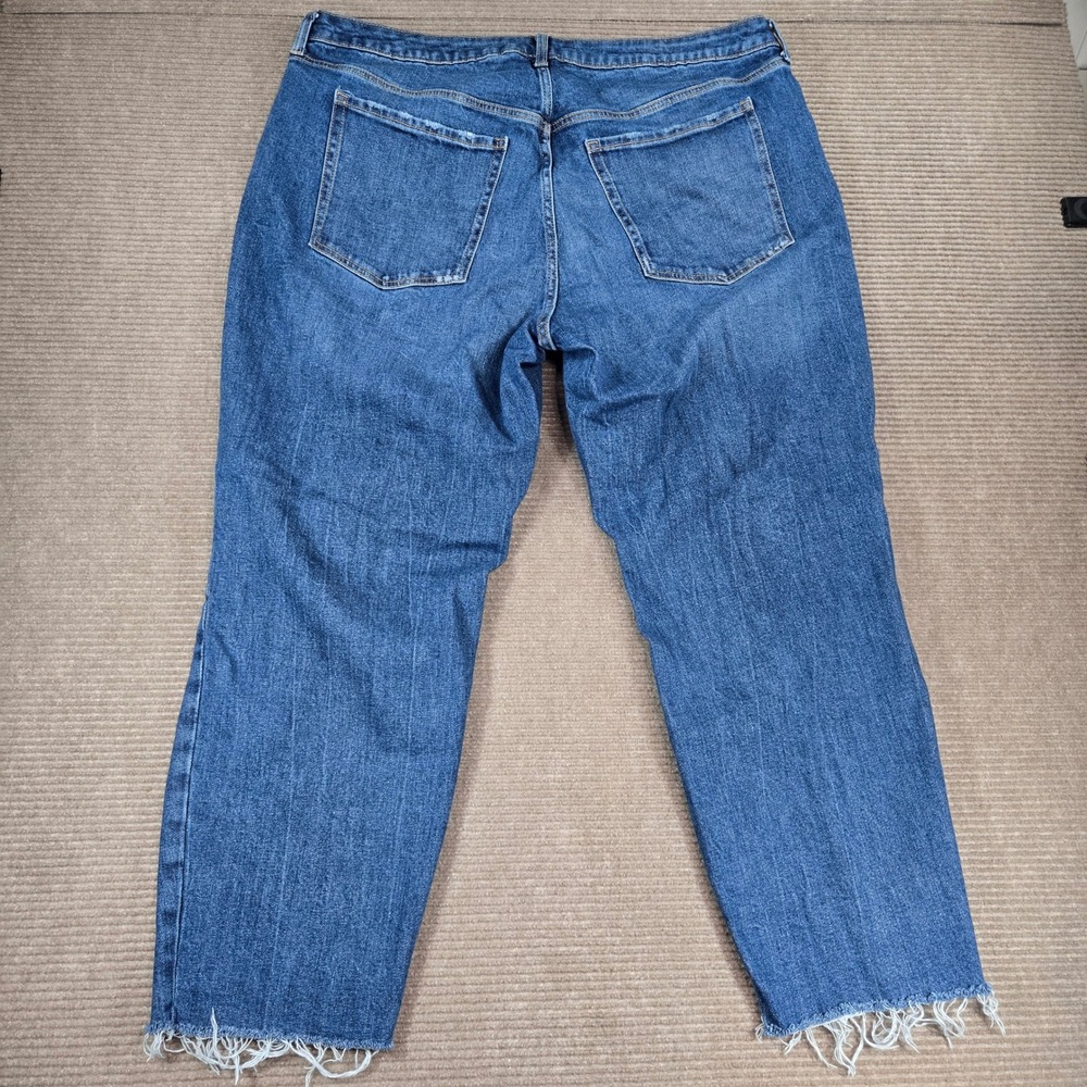 Old Navy Womens 22 Blue Distressed O.G. Straight High Rise Raw Hem Jeans - Picture 8 of 11